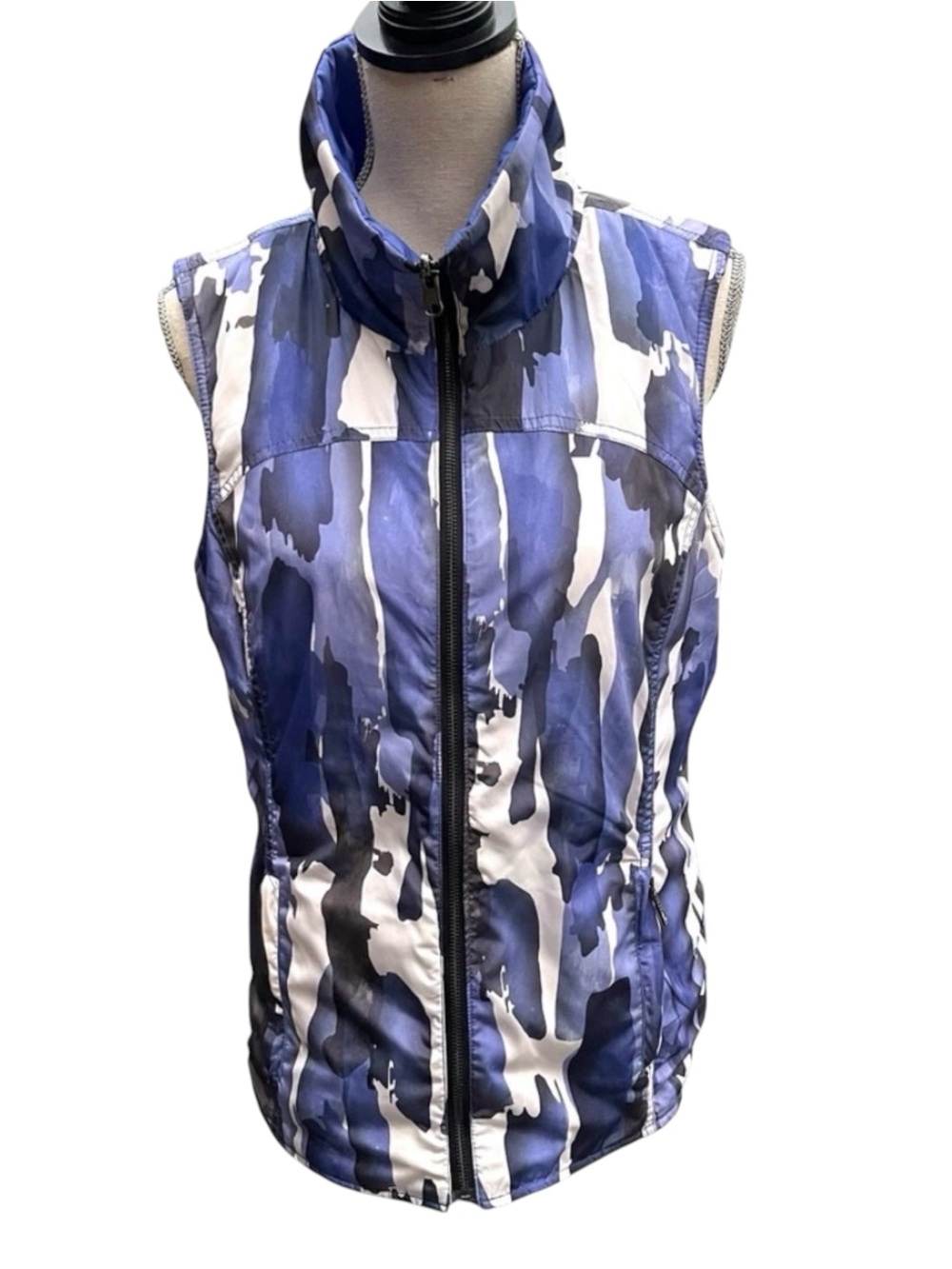 Spanner Sport Blue/Black/White Reversible Lightweight Puffer Vest (M)